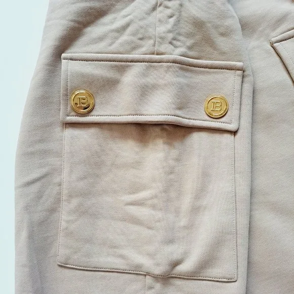 NEW BALMAIN Cargo Sweatpants Tan Sand Color Size S